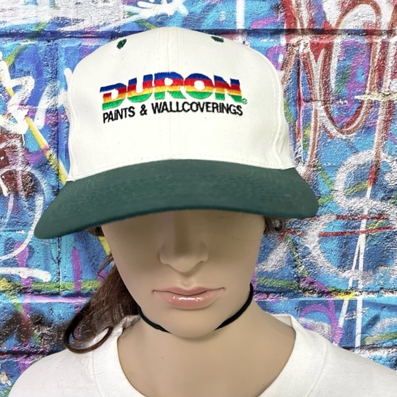 Vintage 90s 100% Cotton Duron Paints Embroidered Rainbow Trucker Hat Sna… - Picture 1 of 10